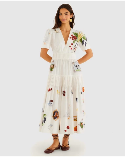 Farm Rio - Country Table Winter Short Sleeve Midi Dress