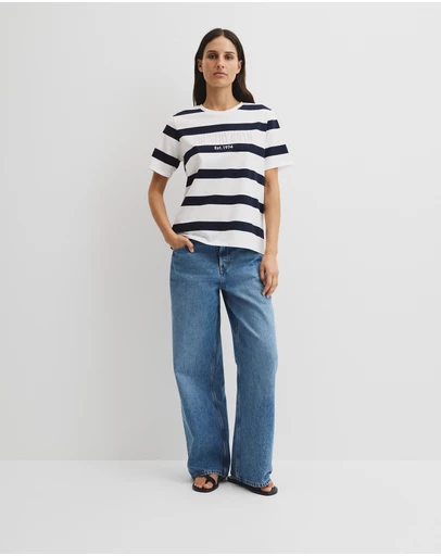 Country Road - Australian Cotton Stripe Heritage Embroidered T-shirt