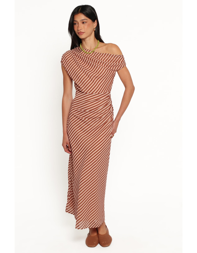 Petal & Pup - Jovita Midi Dress - Brown Stripe