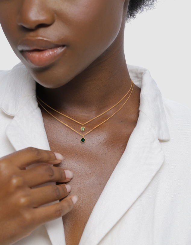 Elli Jewelry - Necklace Layer Crystal 925 Sterling Silver Gold-Plated