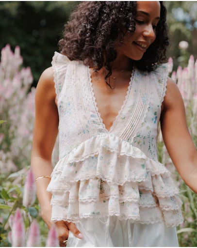Petal & Pup - Yana Ruffle Top - Pastel Pink Floral