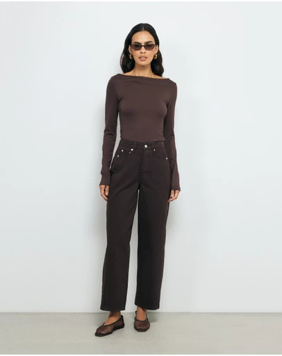 AERE - Mid Rise Straight Leg Jeans