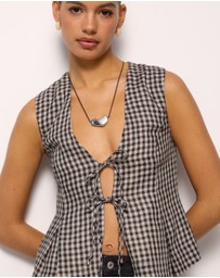 AERE - Linen Tie Front Top
