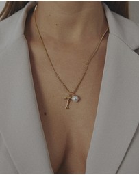 Zahar - Pearl Letter T Necklace