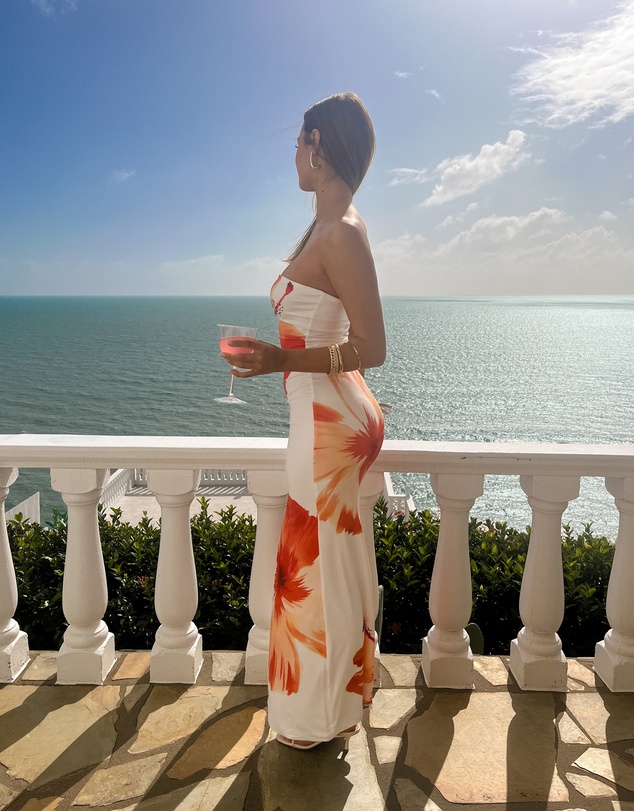 Beginning Boutique - Arizona White Floral Print Maxi Dress