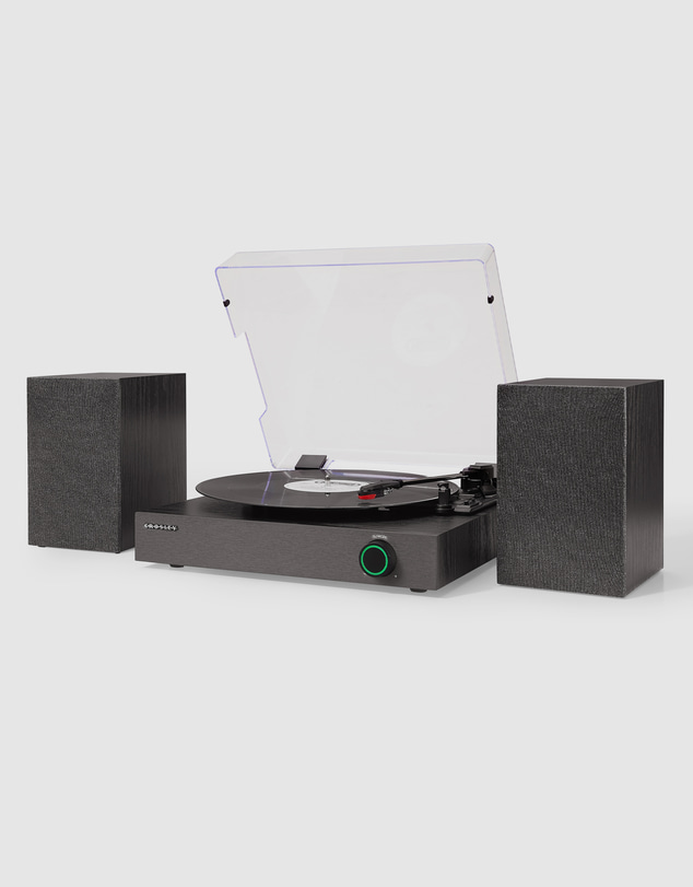 Crosley - Crosley Zane 3-Speed Bluetooth Vinyl Record Player Turntable, with Matching Stereo Speakers - Black