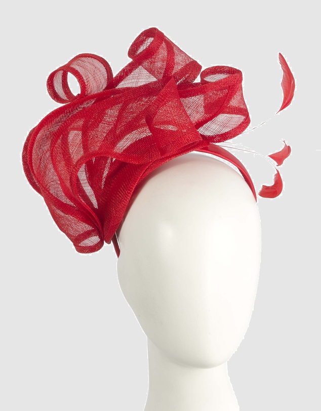 Max Alexander - Sinamay Red Racing Fascinator