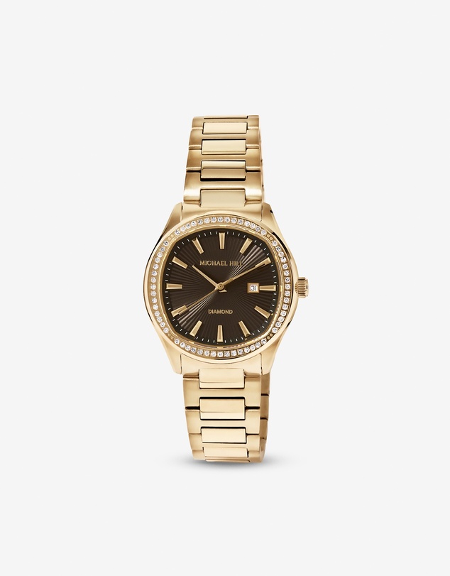 Michael Hill - Women's 0.40 Carat TW Diamond Bezel Watch in Gold Tone with Black Dial