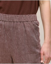 Trenery - Linen End On End Stripe Relaxed Pant in Espresso