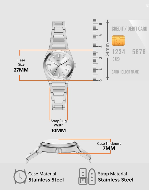 Fossil - Everett Silver Tone Analogue Watch