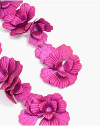 Lovisa - Fuschia Pink Coated Metal Triple Flower Drop Earrings