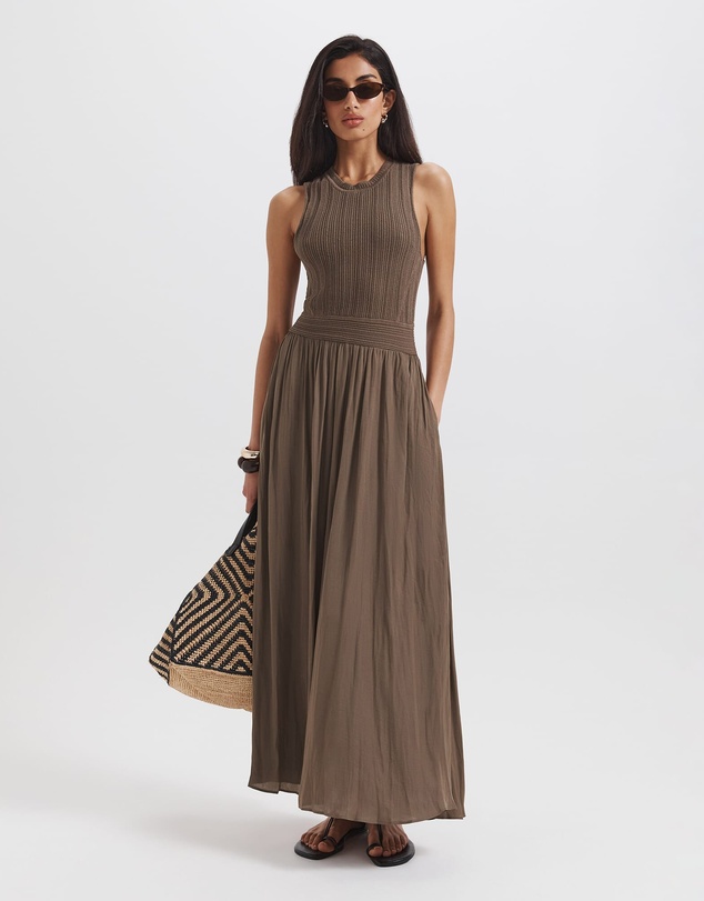 SABA - Lillian Mixed Media Midi Dress