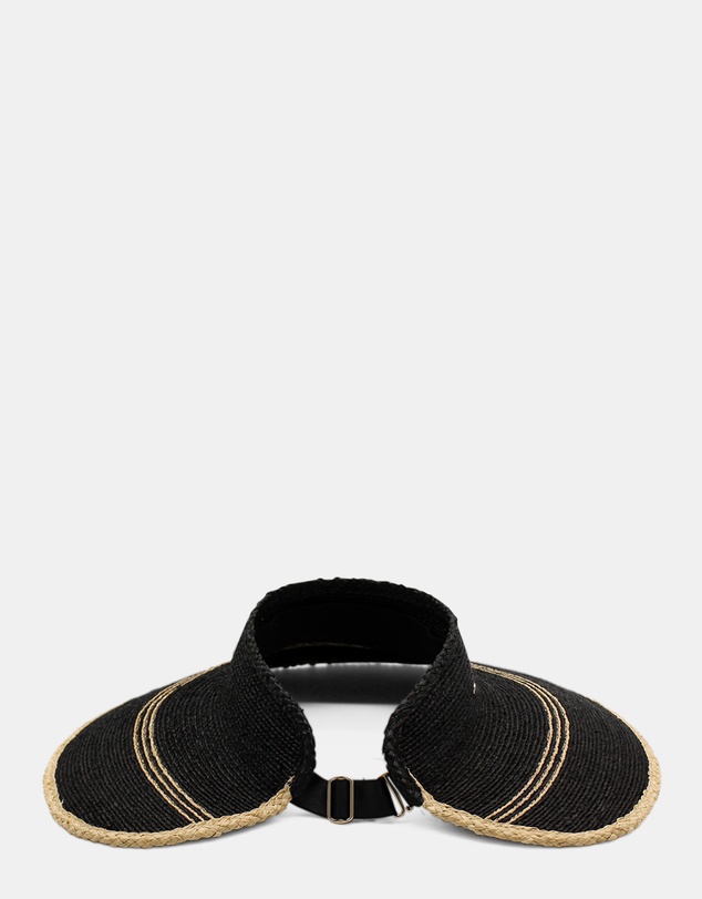 Morgan & Taylor - Eva Braided Raffia Visor in Black
