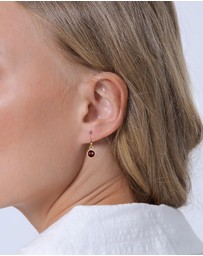 Elli Jewelry - Earrings Ear Hanger Basic Round with Garnet Gemstone in 925 Sterling Silver gold plated
