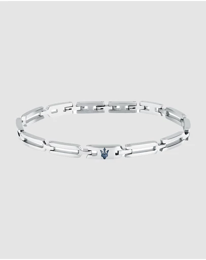 Maserati - Maserati Men's Iconic Stainless Steel Blue Logo Bracelet