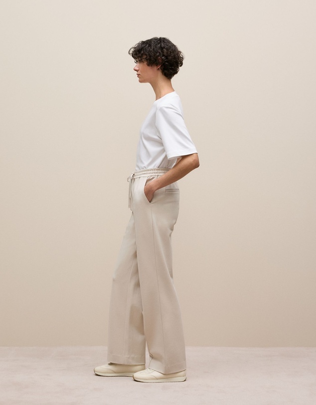 Trenery - Ponte Pintucked Wide Leg Pant in Stone