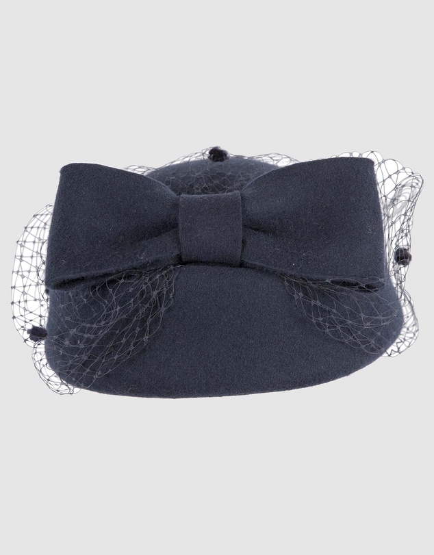 Max Alexander - Felt Navy Pillbox Hat With Veil