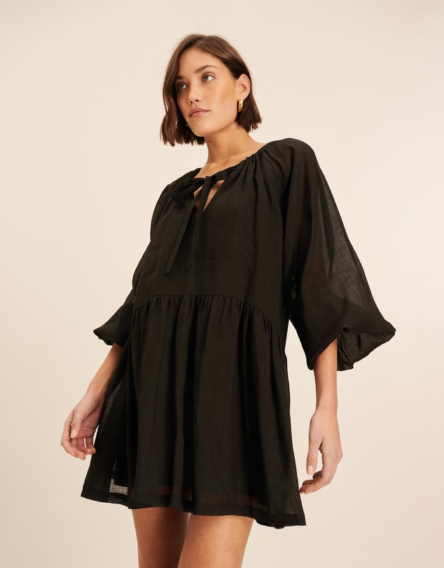 AERE - Blouson Sleeve Tiered Mini Dress