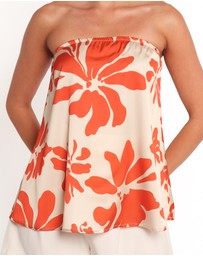 Petal & Pup - Beca Strapless Top - Red Floral