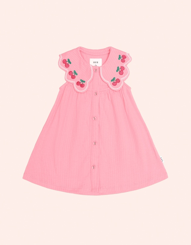 Huxbaby - Cherry Embroidery Collar Dress - Babies-Teens