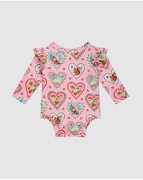 Fleur Harris - 'Woodland Love' Frill Bodysuit in Peach