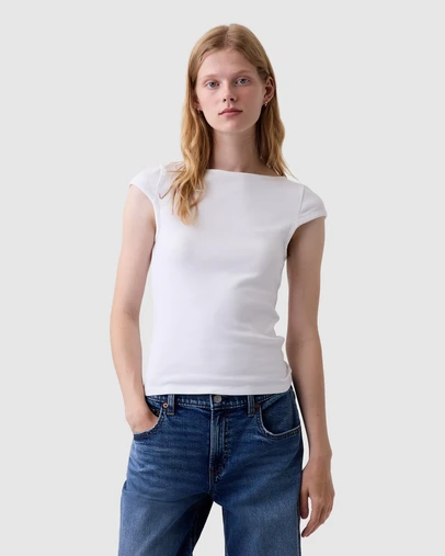 GAP - SS Mod Cap Sleeve Boatneck T-Shirt