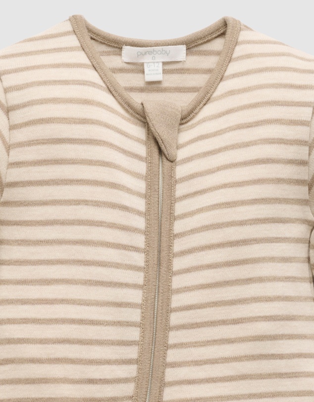 Purebaby - Striped Merino Growsuit -Kids-Babies
