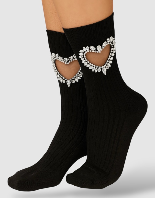 High Heel Jungle - Gem Crystal Heart Sock