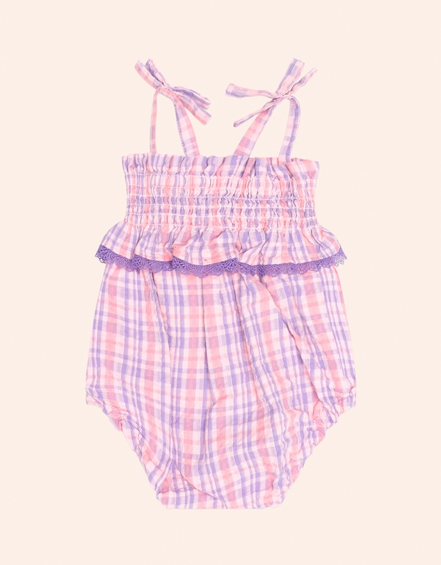 Huxbaby - Tropical Check Tie Romper - Babies