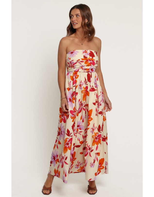 Petal & Pup - Kayt Strapless Dress - Orange Pink Floral