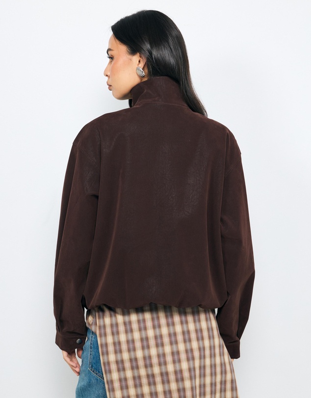 AERE - Ines Suede Look Funnel Neck Jacket