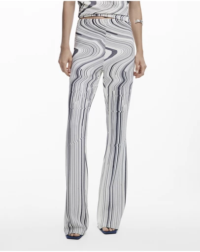Desigual - Elastic pants with distorted stripes