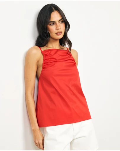 AERE - Zara Ruched Poplin Top