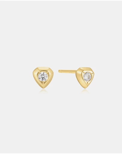 Ania Haie - Ania Haie Gold Sparkling Shield Stud Earrings