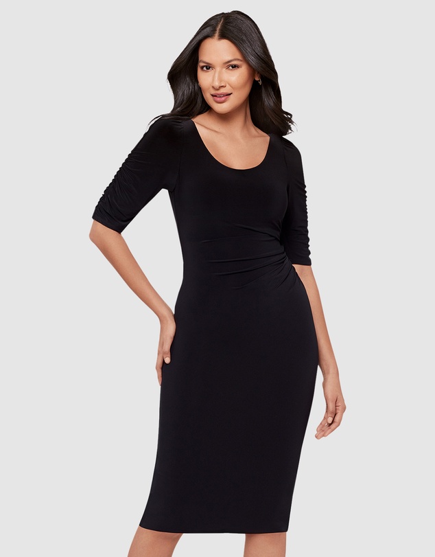 Miraclesuit Shapewear - Lumi Ruched Elbow Sleeve Bodycon Shaping Dress
