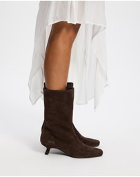 AERE - Maria Suede Kitten Heel Boots