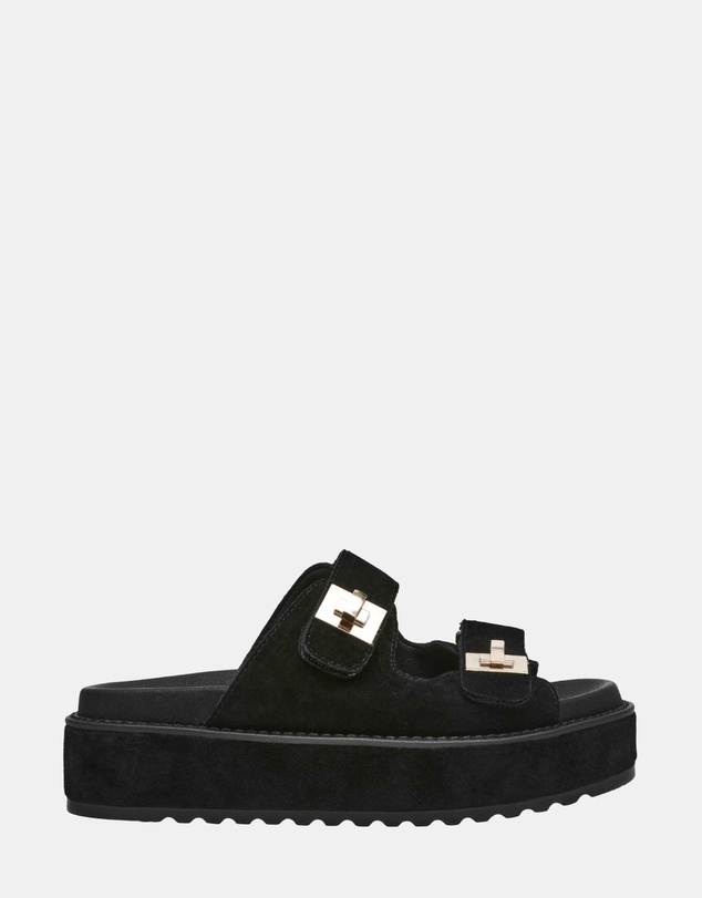 Steve Madden - Bigschmona Black Suede Sandals