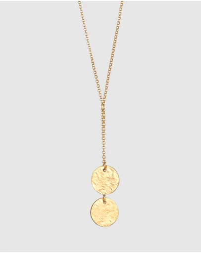 Elli Jewelry - Hammered Coin Cascade Necklace in Gold-Plated 925 Silver