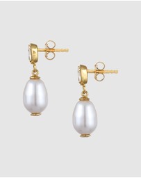 Elli Jewelry - Earrings Stud Pearl 925 Sterling Silver Gold-Plated