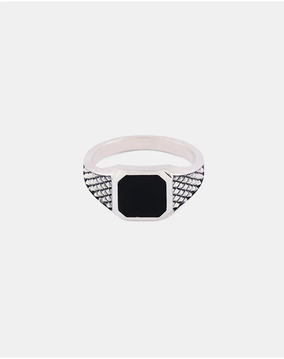Serge DeNimes - Silver Onyx Armour Ring