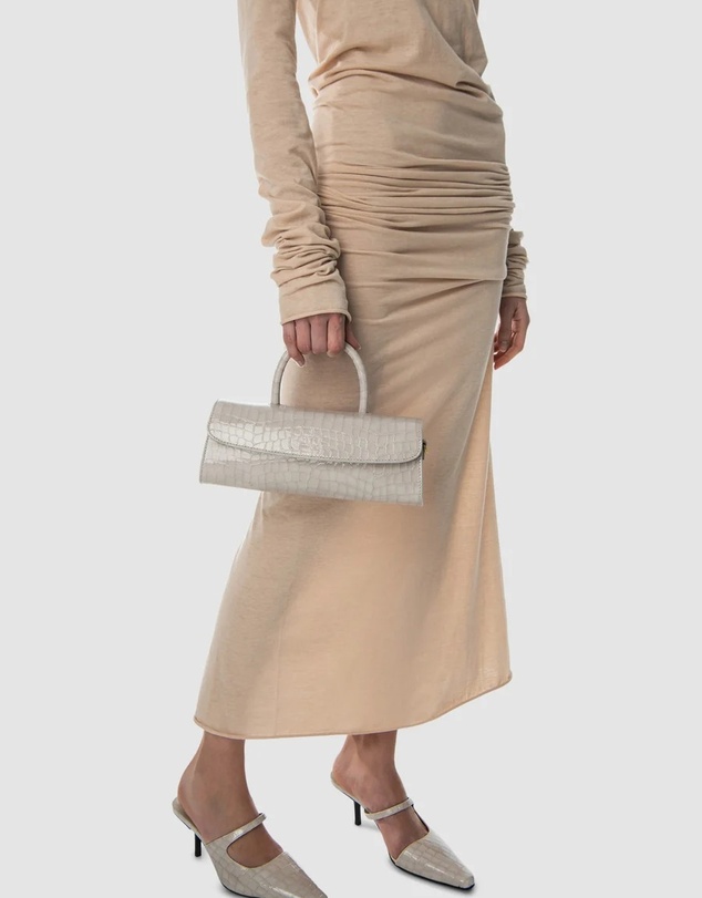 By Far - Mini Longa Croco Embossed Leather Bag