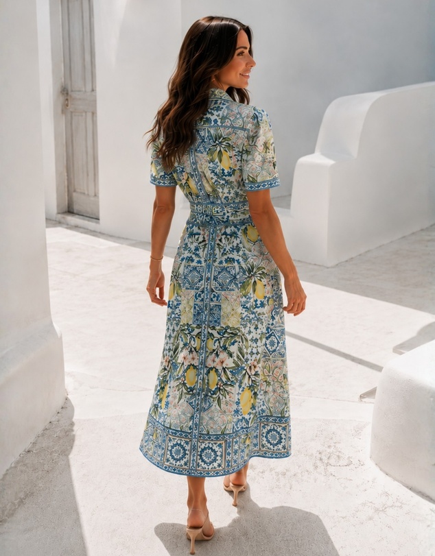 Esther & Co - Azura Dress - Blue Lemon Print