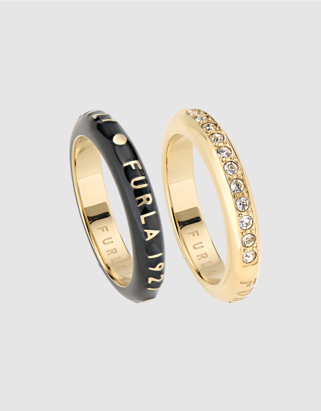 Furla - Furla 1927 Colour Edition Gold-Tone Black Enamel Rings