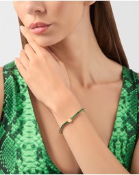 Philipp Plein - Plein Tennis Royal Gold-Tone Tennis Bracelet Green Crystal