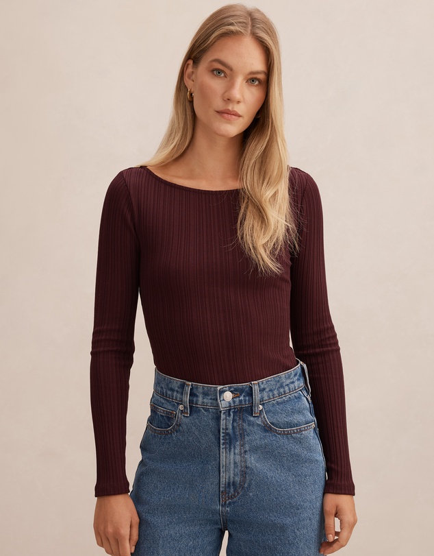 Forever New - Minka Ribbed Boat Neck Top