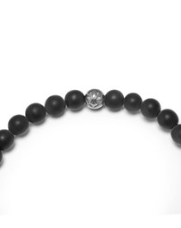 Nialaya Jewellery - Men's Wristband with Matte Onyx and Black CZ Diamond