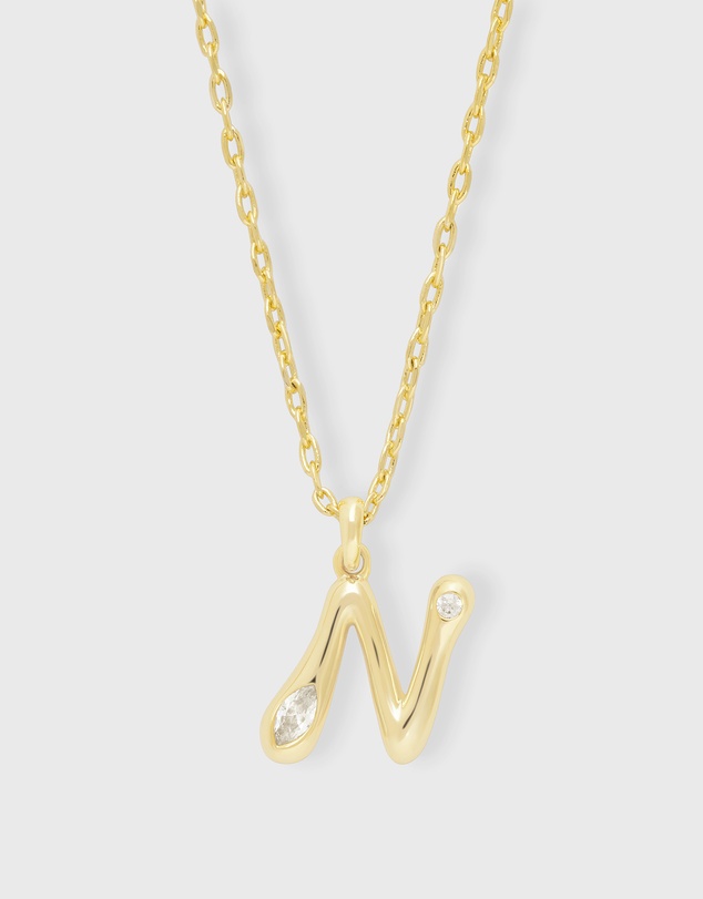 Wanderlust + Co - Alphabet Bubble Pendant Necklace - Letter N