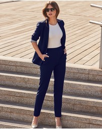 Sosandar - Side Button Tapered Leg Trousers