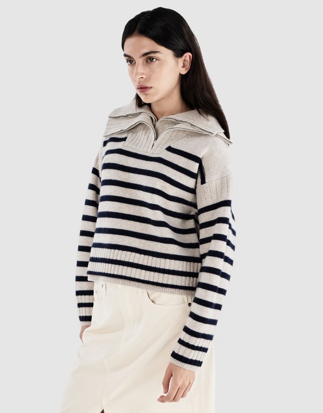 rag & bone - Ilaria Stripe Half Zip Sweater