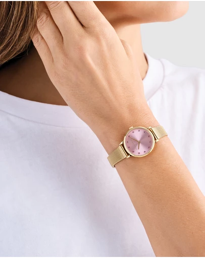 Ted Baker - Staciie 28mm Pink Gold-Tone Mesh Bracelet Watch